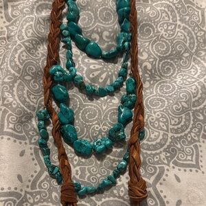 Rustic Blue and Brown Layered Necklace